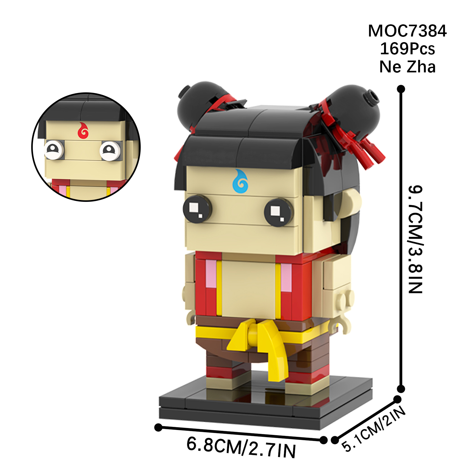 MOC7383-7390 Chinese Myths and Legends Characters in Ancient Shiji Niangniang Ne Zha Aobing Aoguang Shen Gong Leopard Square Head Bricks Kids Gift Toys