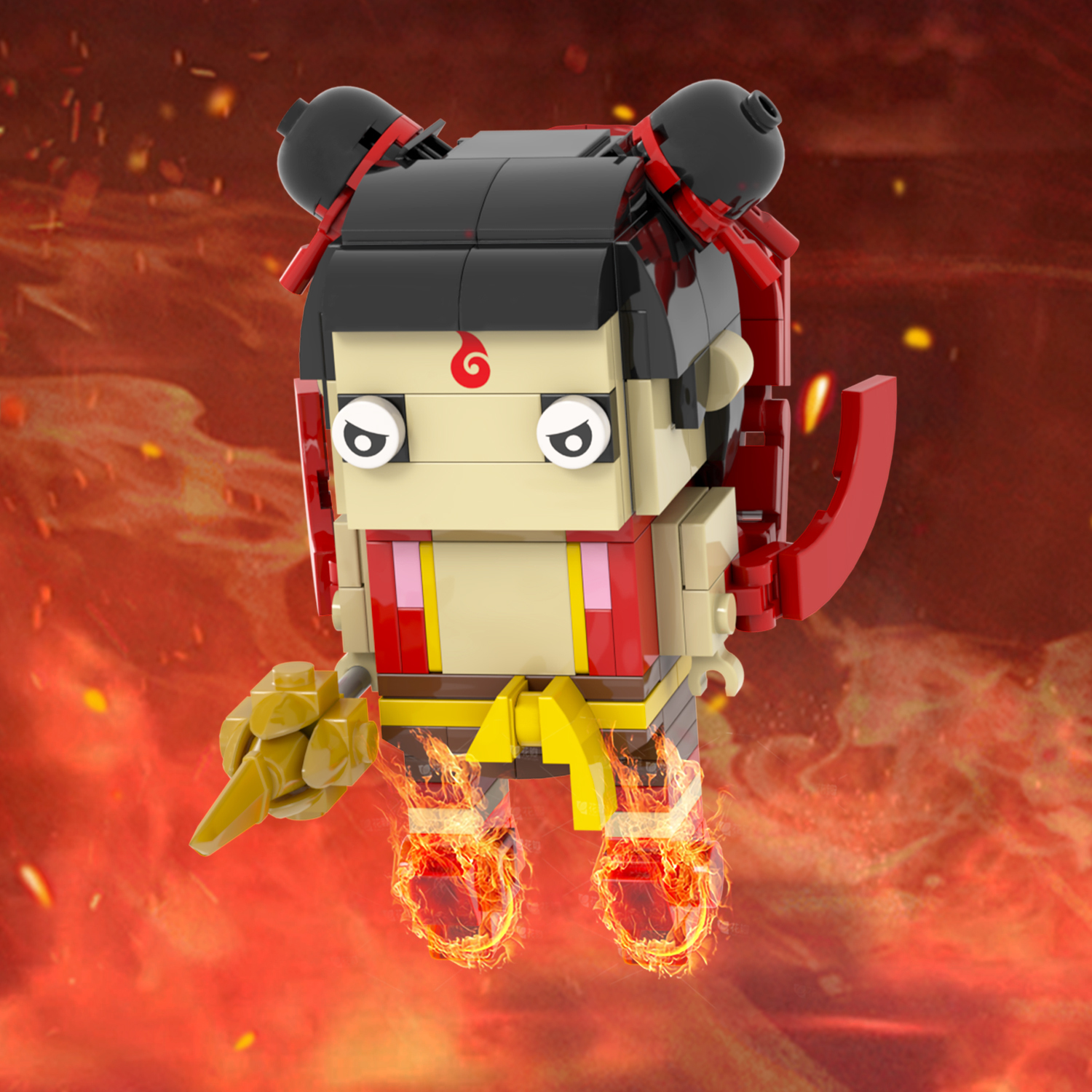 MOC7383-7390 Chinese Myths and Legends Characters in Ancient Shiji Niangniang Ne Zha Aobing Aoguang Shen Gong Leopard Square Head Bricks Kids Gift Toys