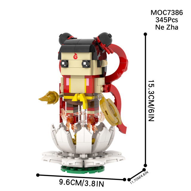 MOC7383-7390 Chinese Myths and Legends Characters in Ancient Shiji Niangniang Ne Zha Aobing Aoguang Shen Gong Leopard Square Head Bricks Kids Gift Toys