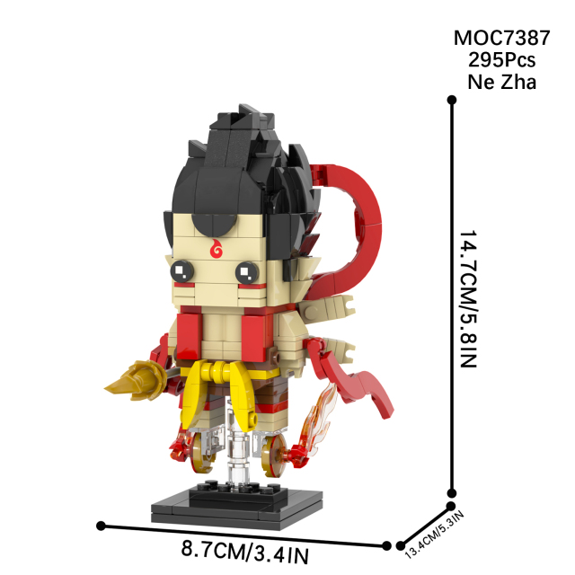 MOC7383-7390 Chinese Myths and Legends Characters in Ancient Shiji Niangniang Ne Zha Aobing Aoguang Shen Gong Leopard Square Head Bricks Kids Gift Toys