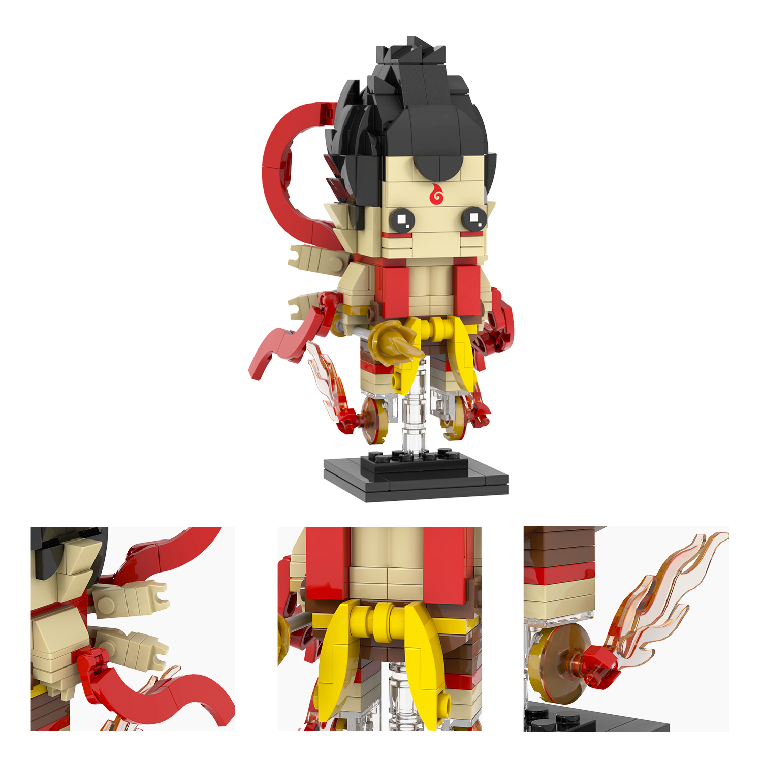 MOC7383-7390 Chinese Myths and Legends Characters in Ancient Shiji Niangniang Ne Zha Aobing Aoguang Shen Gong Leopard Square Head Bricks Kids Gift Toys