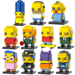 MOC7372-7381 Marge Simpson Bart Simpson Maggie Simpson Homer J. Simpson Lisa Simpson Groundskeeper Willie Mr Burns Milhouse Chief Wiggum Moe Szyslak Square Head Building Blocks Kids Toys