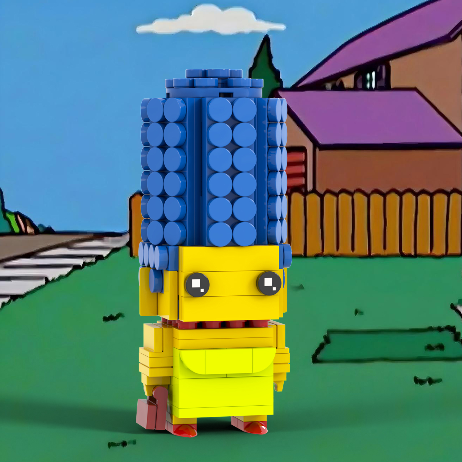 MOC7372-7381 Marge Simpson Bart Simpson Maggie Simpson Homer J. Simpson Lisa Simpson Groundskeeper Willie Mr Burns Milhouse Chief Wiggum Moe Szyslak Square Head Building Blocks Kids Toys