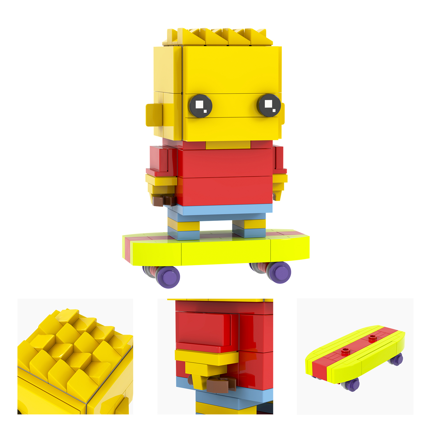 MOC7372-7381 Marge Simpson Bart Simpson Maggie Simpson Homer J. Simpson Lisa Simpson Groundskeeper Willie Mr Burns Milhouse Chief Wiggum Moe Szyslak Square Head Building Blocks Kids Toys