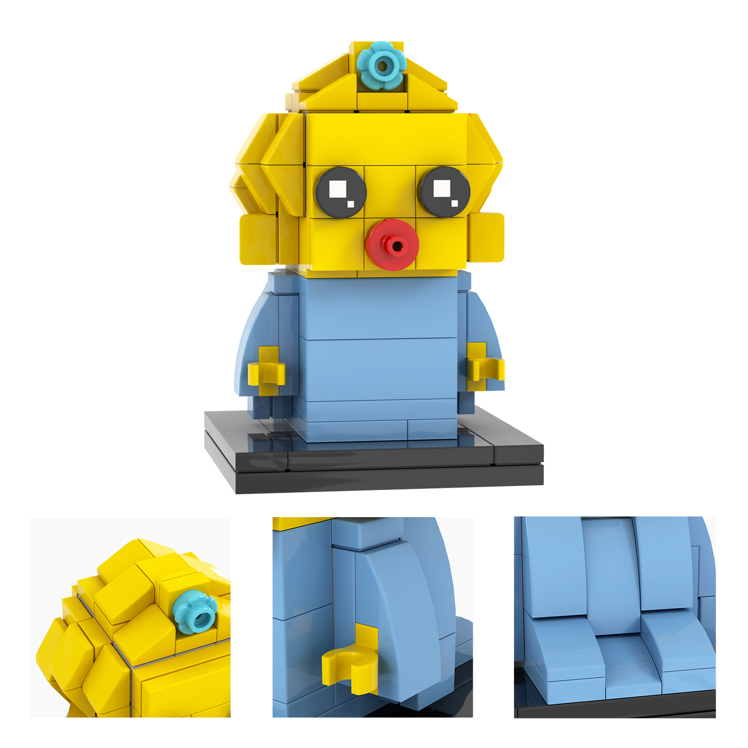 MOC7372-7381 Marge Simpson Bart Simpson Maggie Simpson Homer J. Simpson Lisa Simpson Groundskeeper Willie Mr Burns Milhouse Chief Wiggum Moe Szyslak Square Head Building Blocks Kids Toys