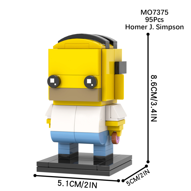 MOC7372-7381 Marge Simpson Bart Simpson Maggie Simpson Homer J. Simpson Lisa Simpson Groundskeeper Willie Mr Burns Milhouse Chief Wiggum Moe Szyslak Square Head Building Blocks Kids Toys
