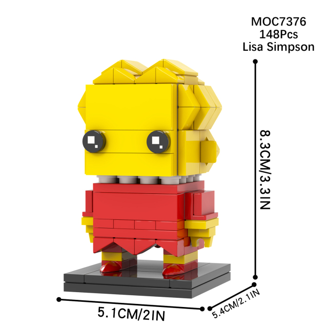 MOC7372-7381 Marge Simpson Bart Simpson Maggie Simpson Homer J. Simpson Lisa Simpson Groundskeeper Willie Mr Burns Milhouse Chief Wiggum Moe Szyslak Square Head Building Blocks Kids Toys