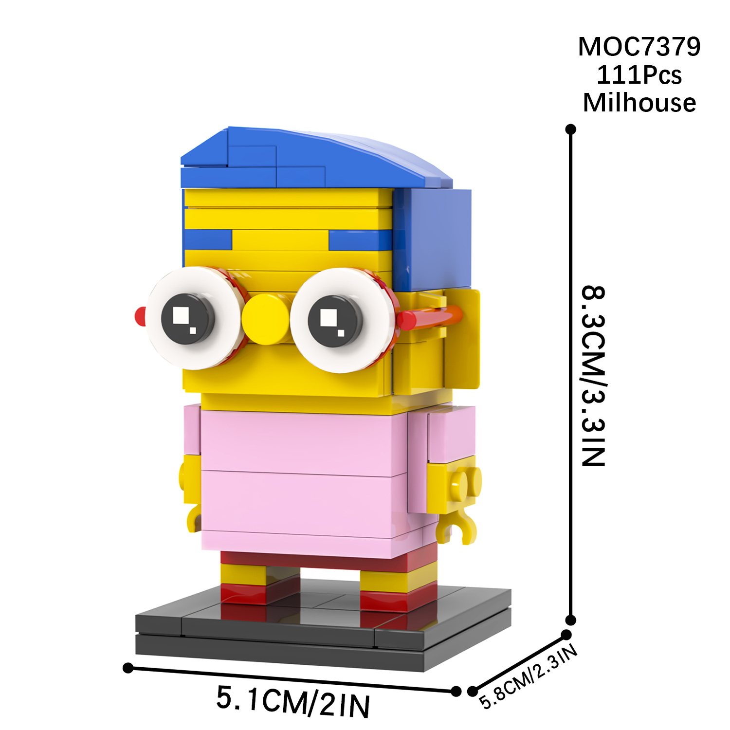 MOC7372-7381 Marge Simpson Bart Simpson Maggie Simpson Homer J. Simpson Lisa Simpson Groundskeeper Willie Mr Burns Milhouse Chief Wiggum Moe Szyslak Square Head Building Blocks Kids Toys