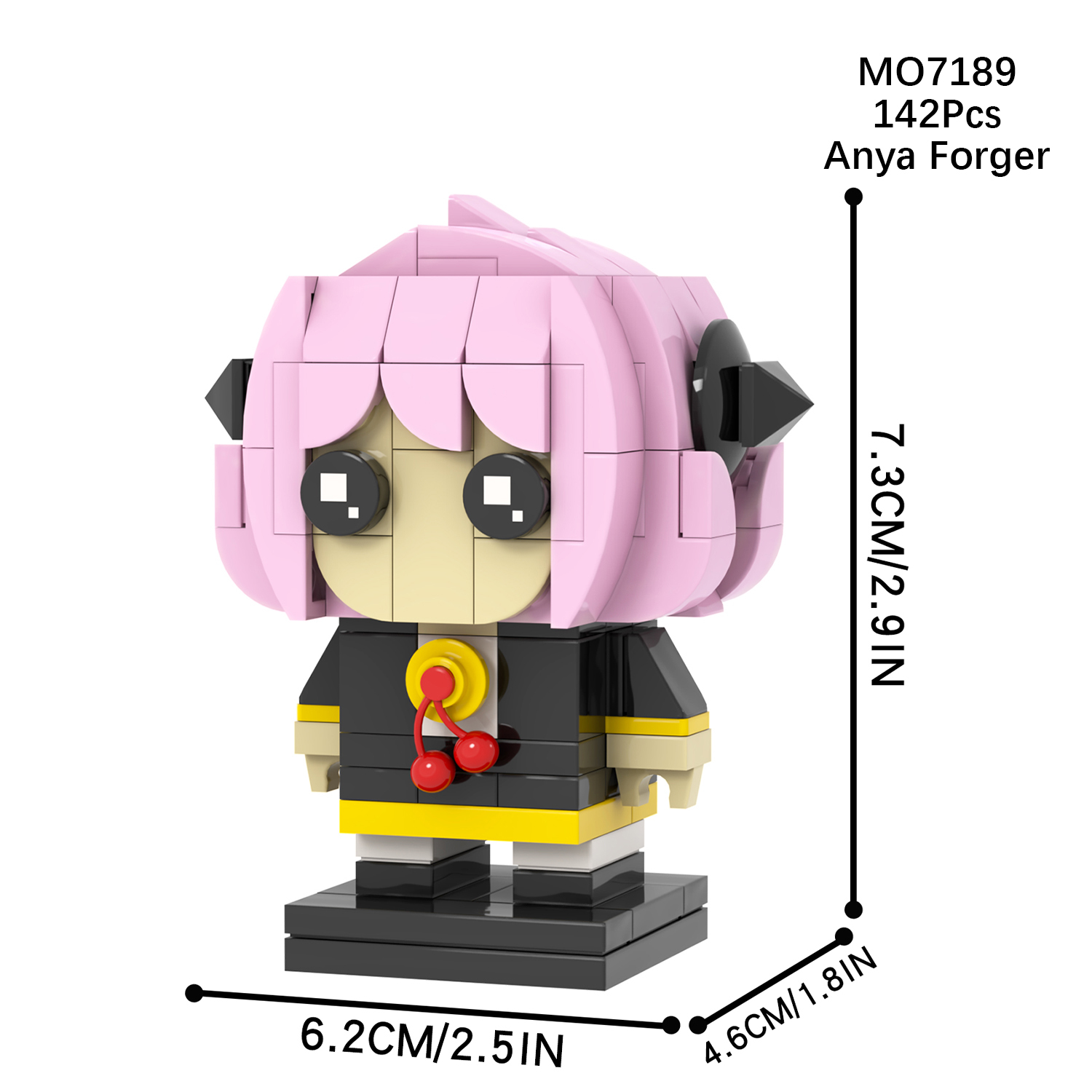 MOC7431-7434 Rem Zero Two Anya Forger Yor Forger Anime Character Square Head Bricks Assemble Collect Educational Building Blocks Kids Gift Toys MOC7189