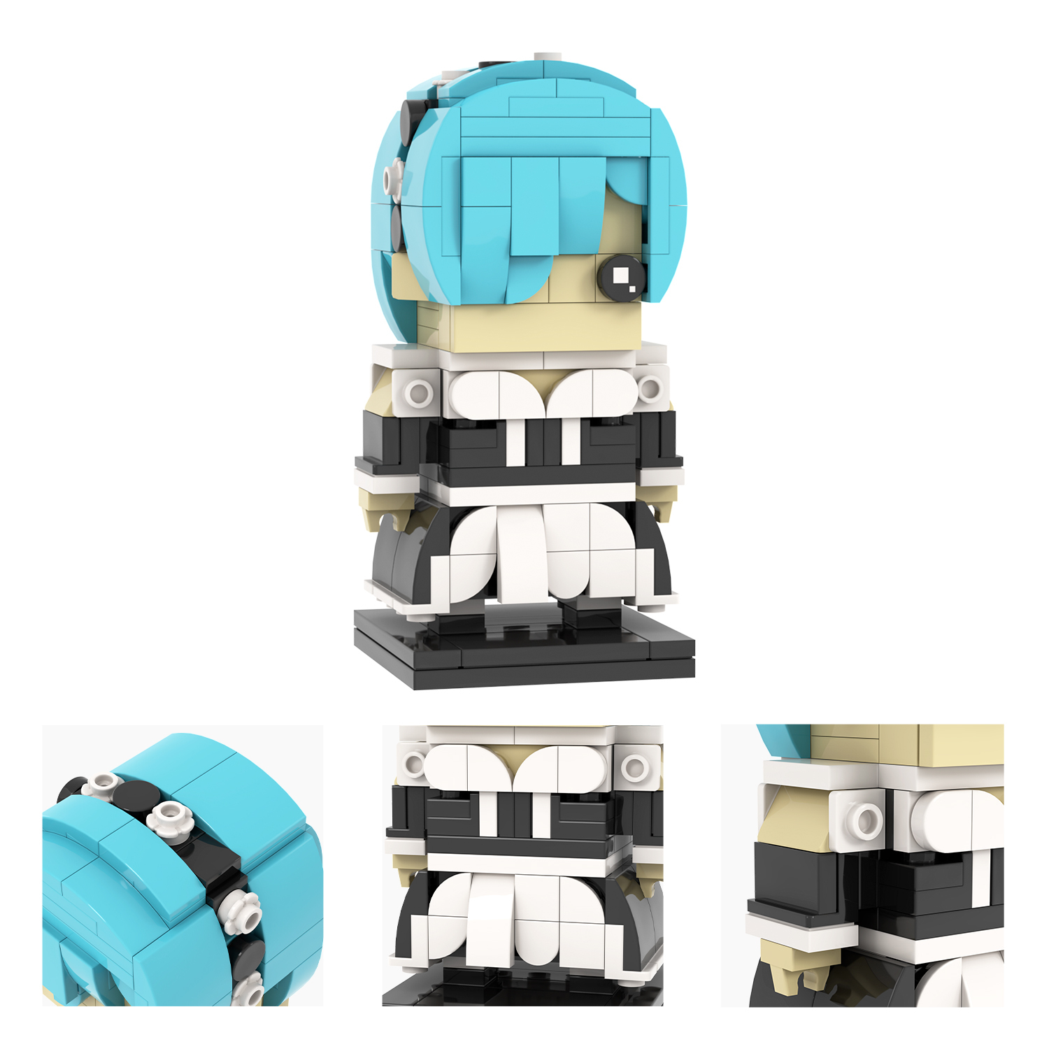 MOC7431-7434 Rem Zero Two Anya Forger Yor Forger Anime Character Square Head Bricks Assemble Collect Educational Building Blocks Kids Gift Toys MOC7189