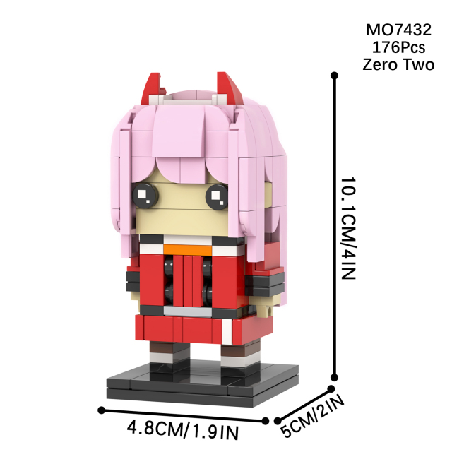 MOC7431-7434 Rem Zero Two Anya Forger Yor Forger Anime Character Square Head Bricks Assemble Collect Educational Building Blocks Kids Gift Toys MOC7189