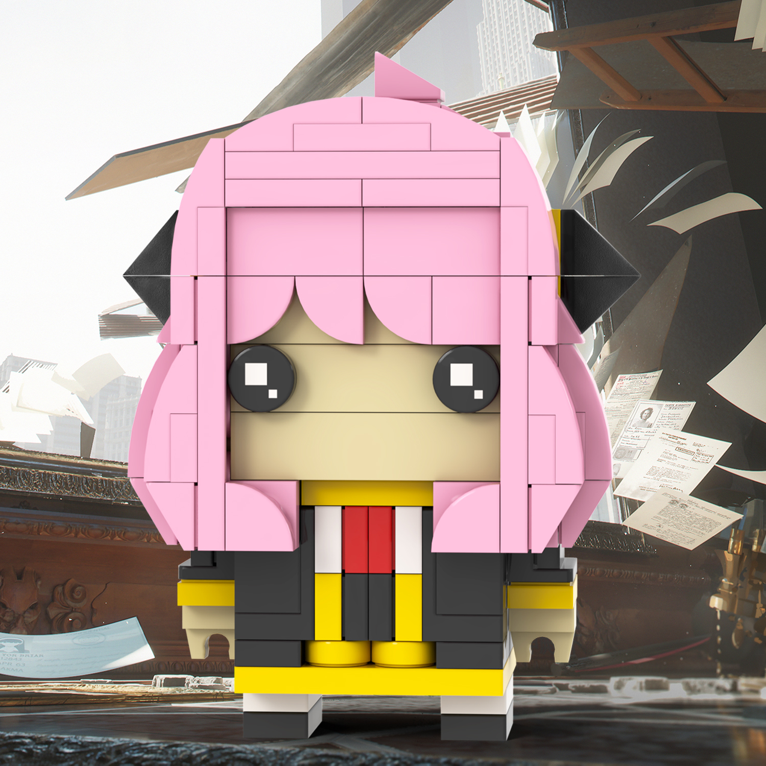MOC7431-7434 Rem Zero Two Anya Forger Yor Forger Anime Character Square Head Bricks Assemble Collect Educational Building Blocks Kids Gift Toys MOC7189