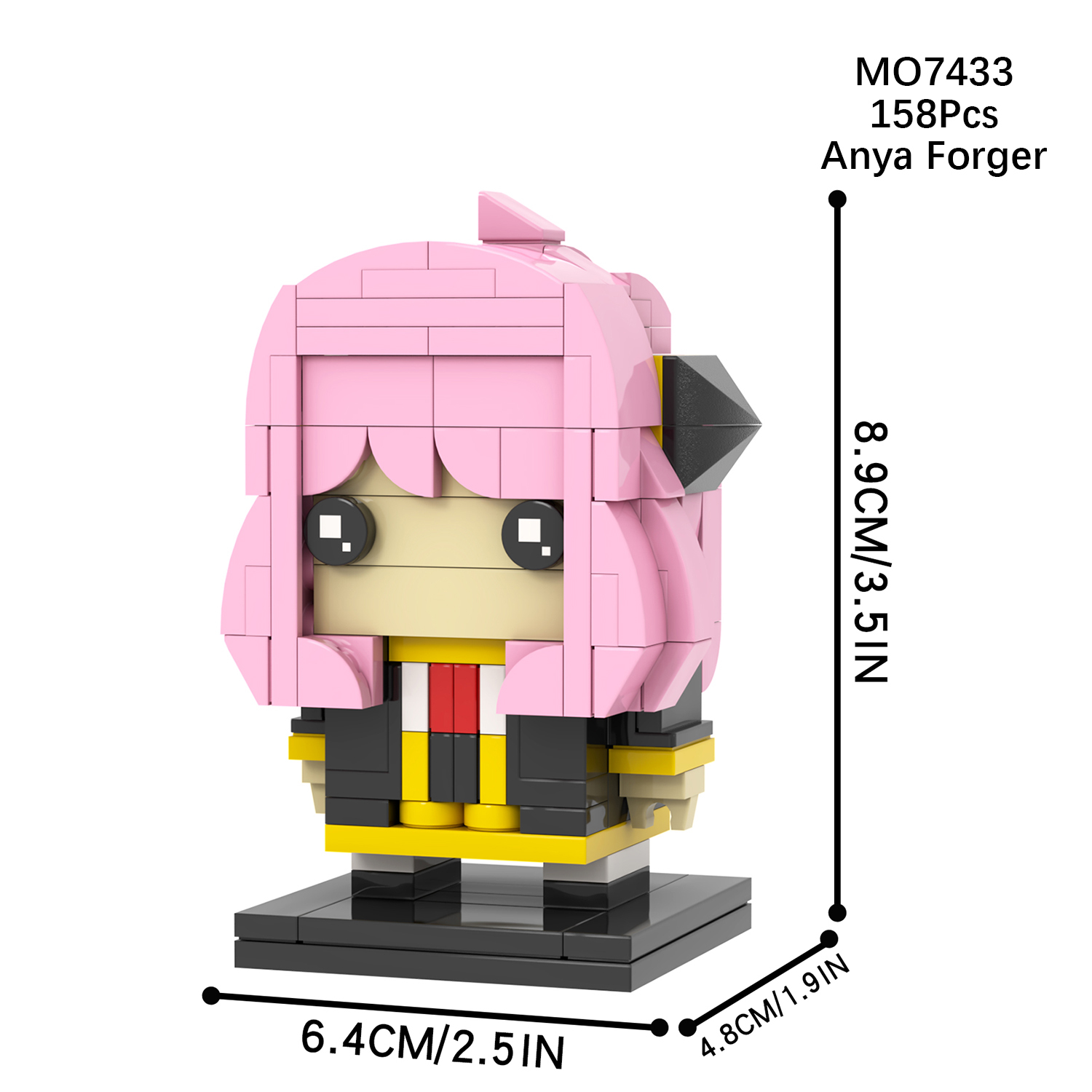 MOC7431-7434 Rem Zero Two Anya Forger Yor Forger Anime Character Square Head Bricks Assemble Collect Educational Building Blocks Kids Gift Toys MOC7189