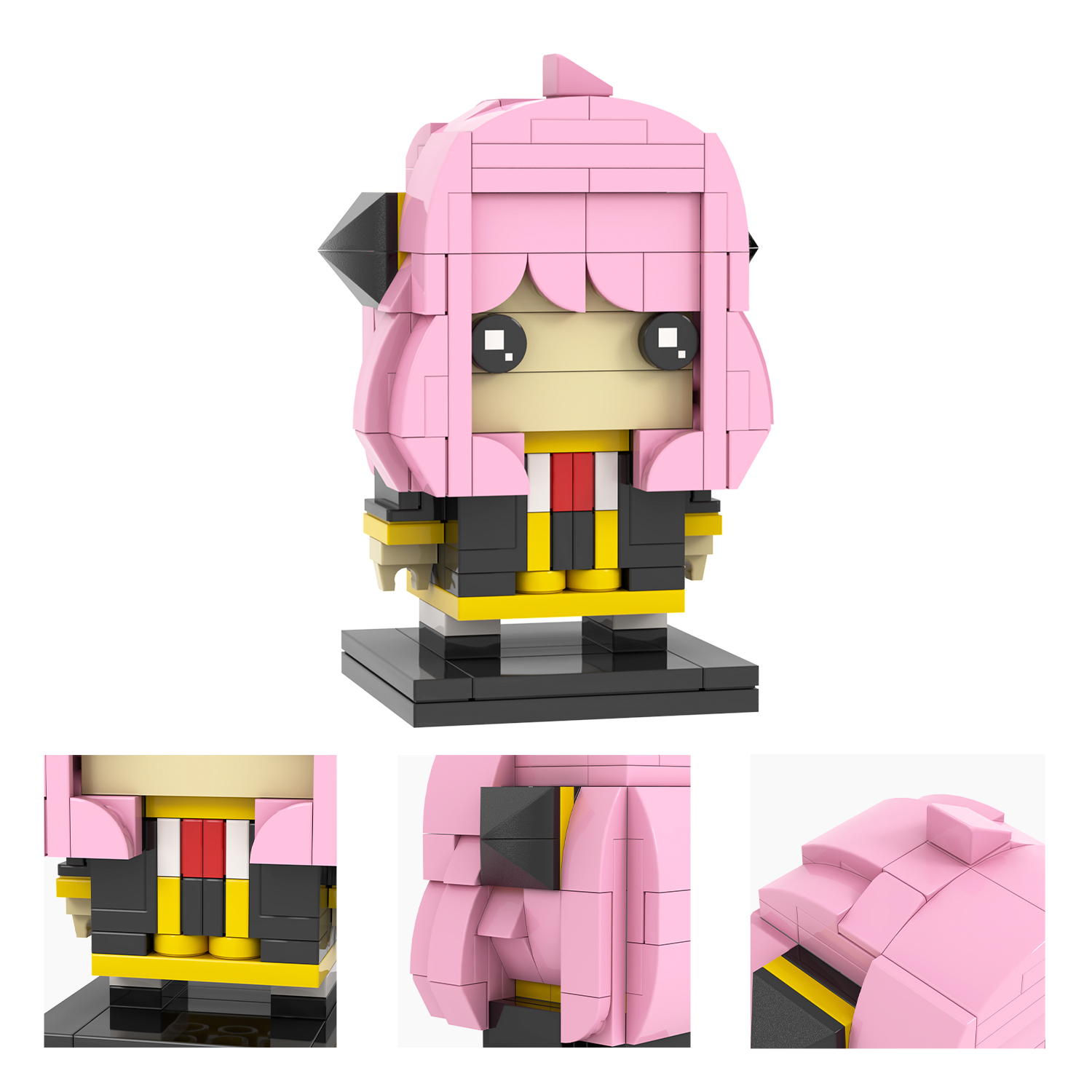 MOC7431-7434 Rem Zero Two Anya Forger Yor Forger Anime Character Square Head Bricks Assemble Collect Educational Building Blocks Kids Gift Toys MOC7189