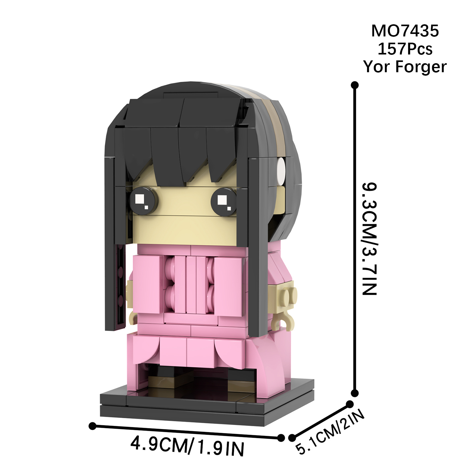 MOC7431-7434 Rem Zero Two Anya Forger Yor Forger Anime Character Square Head Bricks Assemble Collect Educational Building Blocks Kids Gift Toys MOC7189