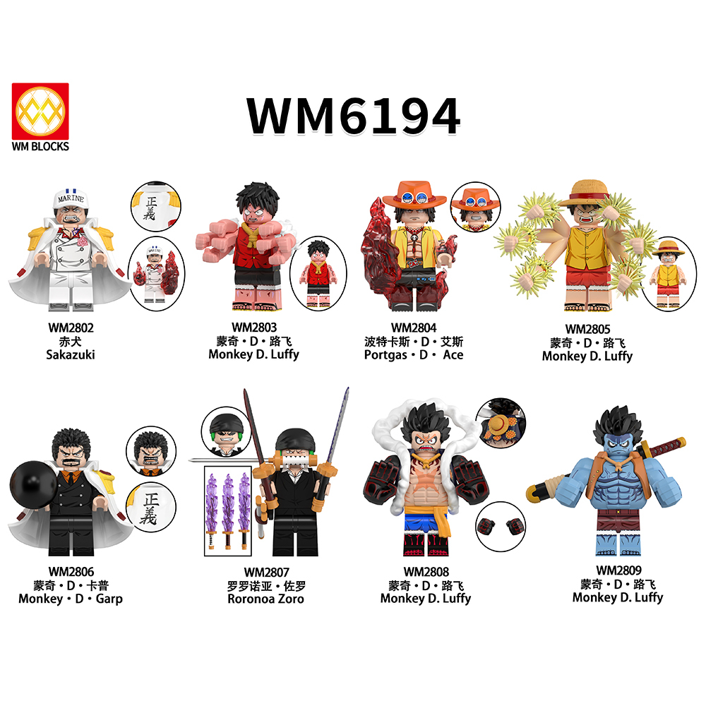 WM6194 Monkey D.Luffy Sakazuki Portgas.D.Ace Monkey D.Garp Roronoa Zoro Anime One Piece Mini Collect Building Blocks Kids Git Toys