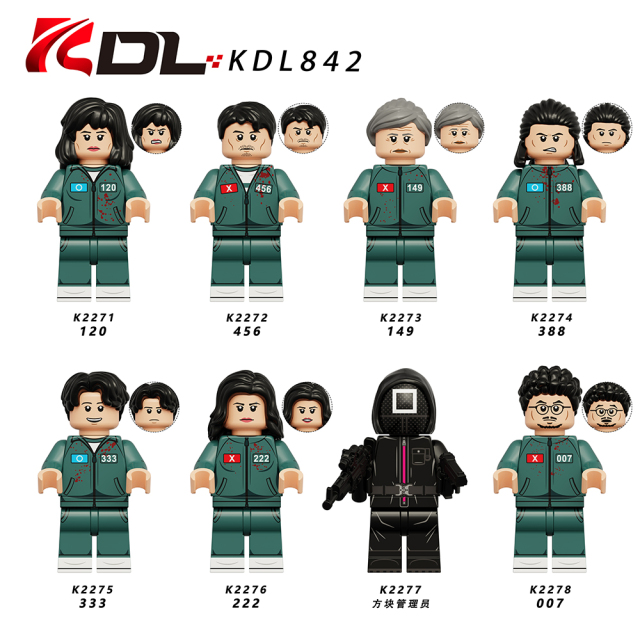 KDL842 Squid Game Character Wooden Man DIY Gift Juguetes Building Block Sets Educational  Kids Toys For Children