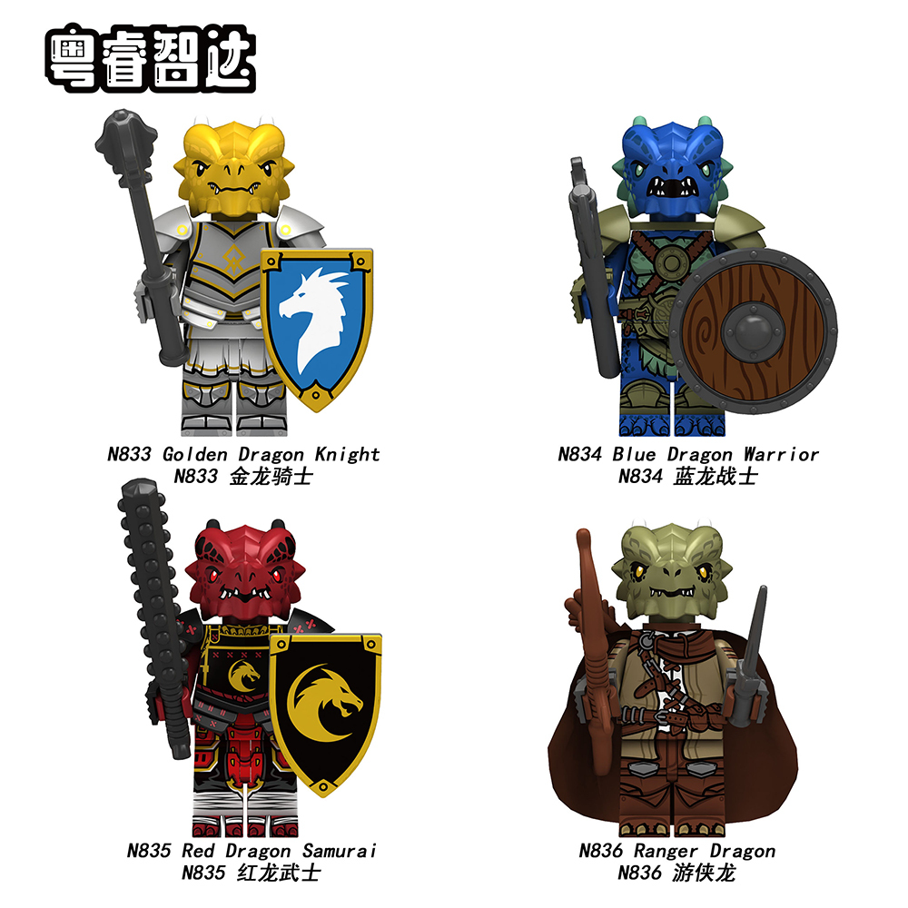 N833-N836 medieval Golden Blue Red Ranger knight military Soldiers  mini toys building blocks sets Toys for kids