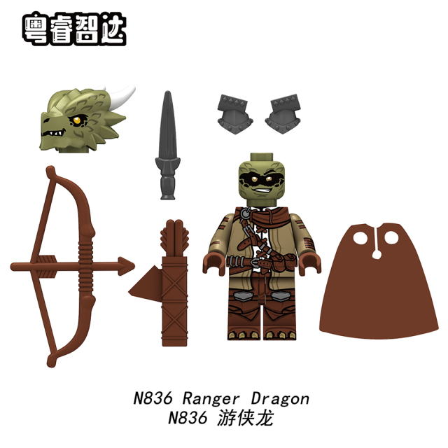 N833-N836 medieval Golden Blue Red Ranger knight military Soldiers  mini toys building blocks sets Toys for kids