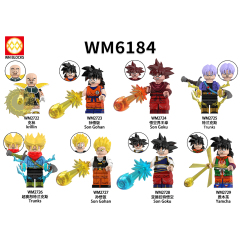 WM6184 Krillin Son Gohan Son Goku Trunks Yamcha Dragon Ball Z Anime Collect Plastic Mini Educational Model DIY Building Blocks for Kids Gift Toys