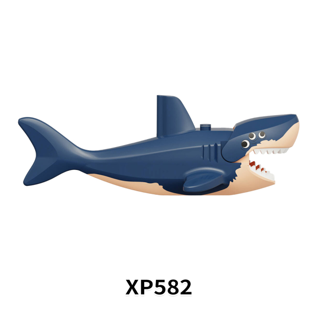 XP582 Shark Cute Plastic Educational Model Animal Collect Assemble Bricks Action Building Blocks for Children Gift Toys