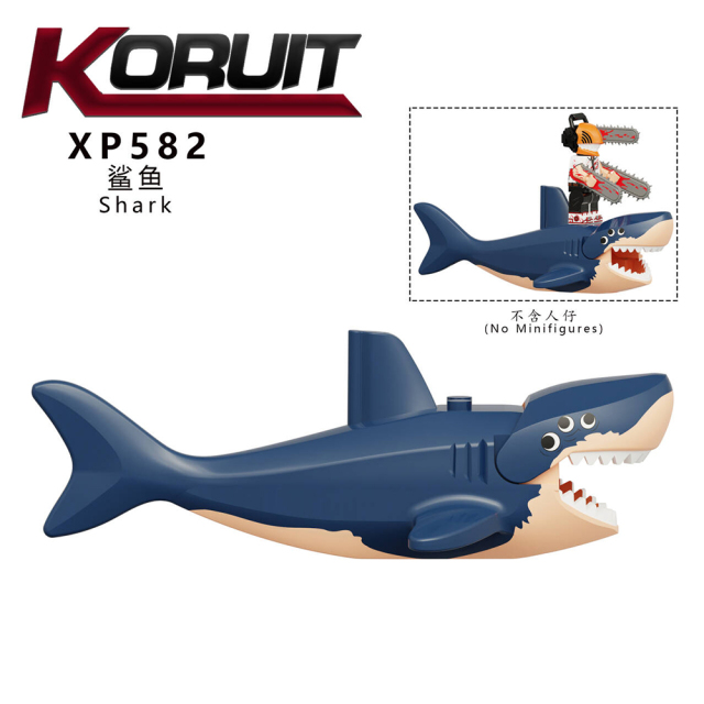 XP582 Shark Cute Plastic Educational Model Animal Collect Assemble Bricks Action Building Blocks for Children Gift Toys