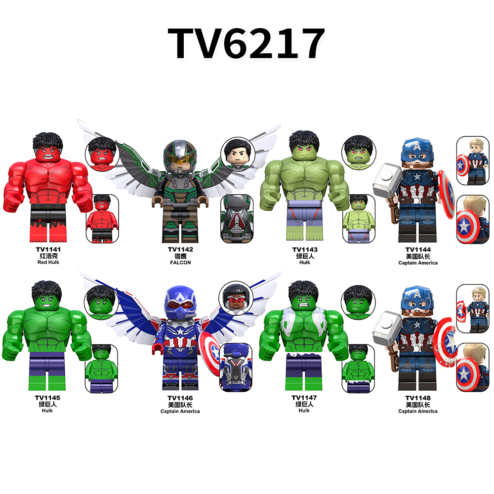 TV6216-6218  Marvel Super Heroes Movie Red Hulk Captain America Ruth Winter Soldier Mini Figures Collect Plastic Building Blocks Children Gift Toys