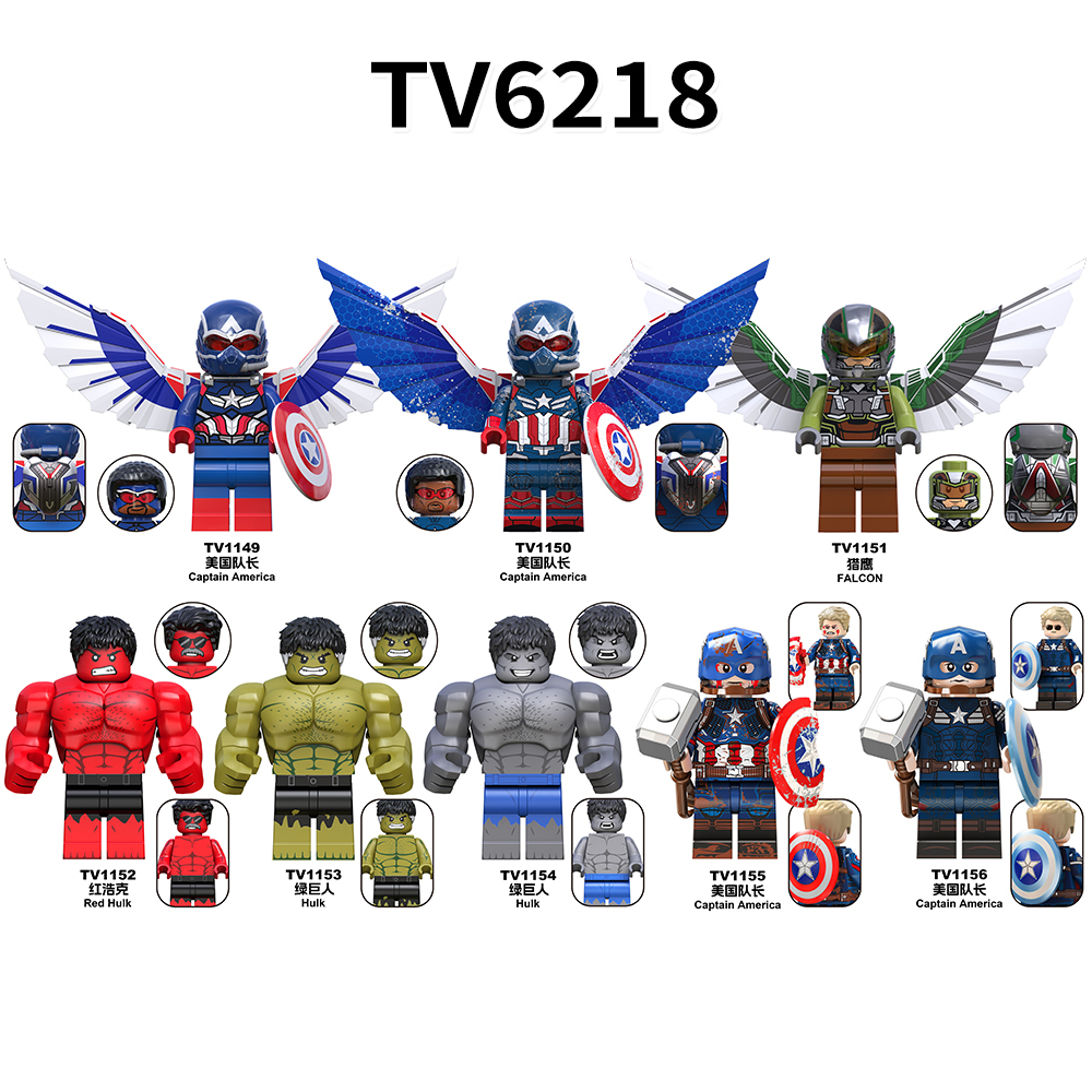 TV6216-6218  Marvel Super Heroes Movie Red Hulk Captain America Ruth Winter Soldier Mini Figures Collect Plastic Building Blocks Children Gift Toys