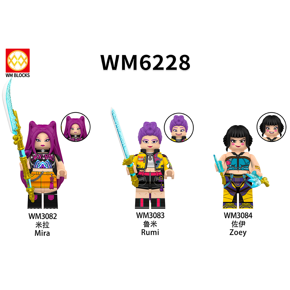WM6228 kpop demon hunter Mira Rumi Zoey Anime Collect Plastic Mini Educational Model DIY Building Blocks for Kids Gift Toys