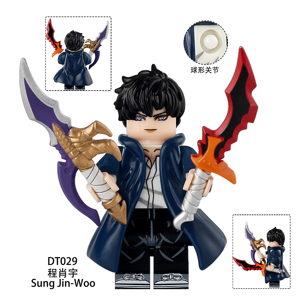 DT028-DT029 Solo leveling :A Global beru cha hae in sung jin woo Anime Collect Plastic Mini Educational Model DIY Building Blocks for Kids Gift Toys