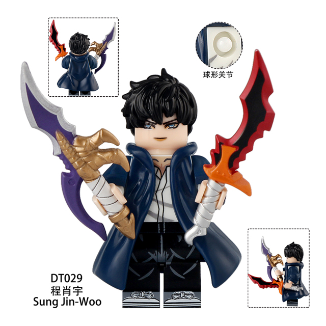 DT028-DT029 Solo leveling :A Global beru cha hae in sung jin woo Anime Collect Plastic Mini Educational Model DIY Building Blocks for Kids Gift Toys