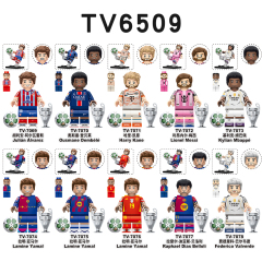TV6509 World Football Player Soccer Star Alvarez  Dembele Kane Messi Mbappe  Lamine Yamal Belloli Valverde Mini Building Blocks Kids Gift Toys