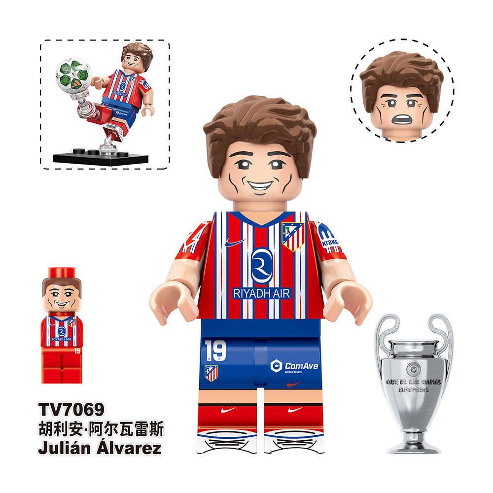TV6509 World Football Player Soccer Star Alvarez  Dembele Kane Messi Mbappe  Lamine Yamal Belloli Valverde Mini Building Blocks Kids Gift Toys