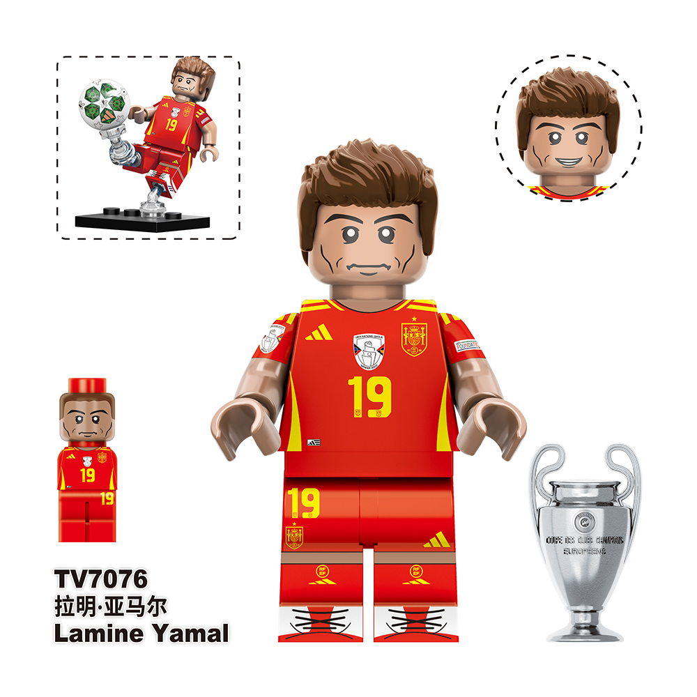 TV6509 World Football Player Soccer Star Alvarez  Dembele Kane Messi Mbappe  Lamine Yamal Belloli Valverde Mini Building Blocks Kids Gift Toys
