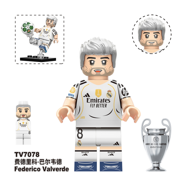 TV6509 World Football Player Soccer Star Alvarez  Dembele Kane Messi Mbappe  Lamine Yamal Belloli Valverde Mini Building Blocks Kids Gift Toys