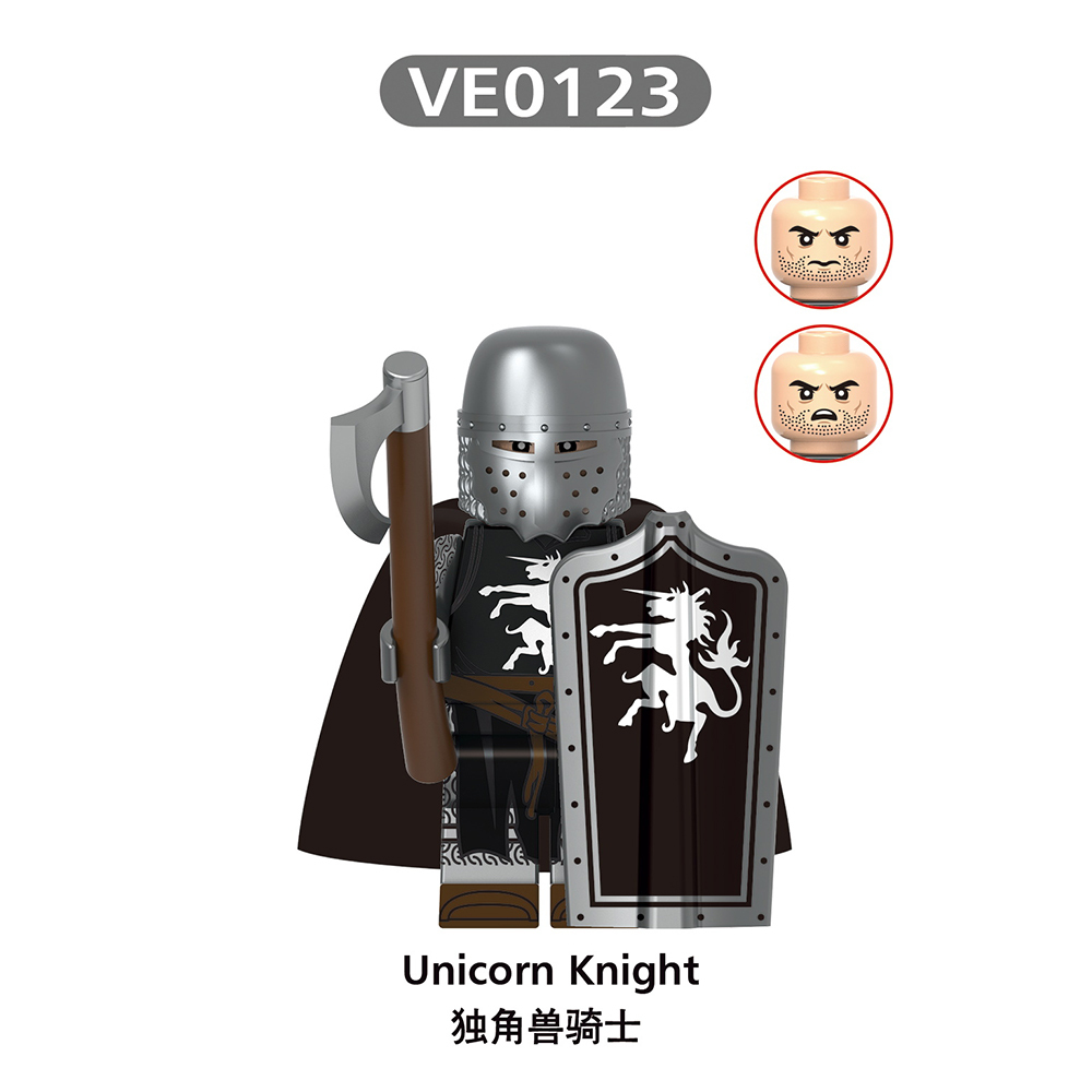 V1003  Medieval Military Territory Holy Empire Cathedral Imperial Guard  Templar Black Armored Unicorn Knight Minifigs Juguetes Building Blocks Education  Kid Toys