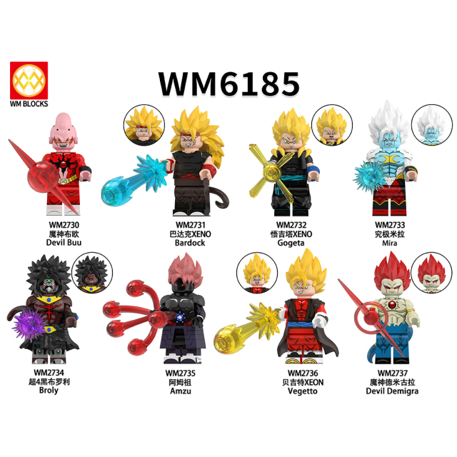 WM6185 Devil Buu Bardock Gogeta Mira Broly Amzu Vegetto Devil Demigra Mini Figures Building Blocks Dragon Ball Z Plastic Bricks Kids Gift Toys