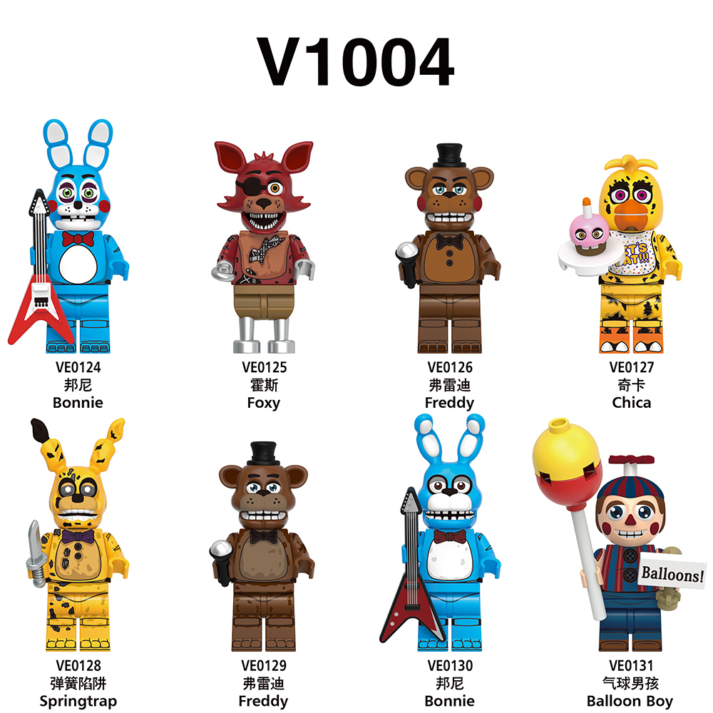 V1004 FNAF Bonnie Chica Freddy Foxy Springtrap Balloon Boy mini figures juguetes mini toys building blocks sets Toys for kids