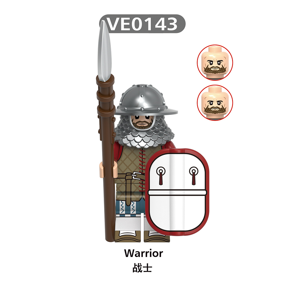 V1006  Medieval Military Soldier Mlilitiaman Warrior Crossbowman Lancer Minifigs Juguetes Building Blocks Education  Kid Toys