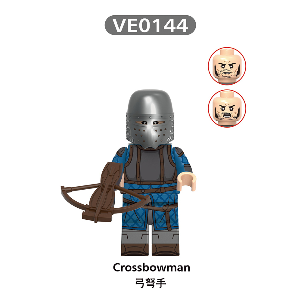 V1006  Medieval Military Soldier Mlilitiaman Warrior Crossbowman Lancer Minifigs Juguetes Building Blocks Education  Kid Toys