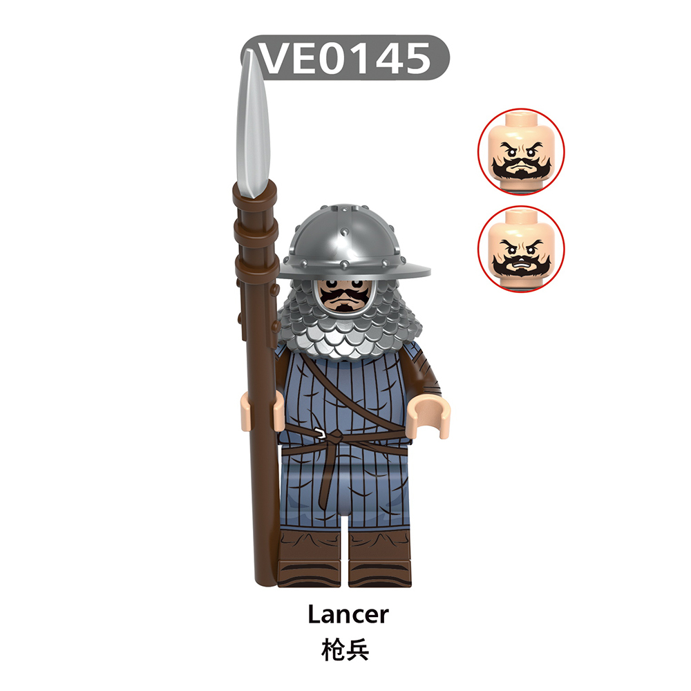 V1006  Medieval Military Soldier Mlilitiaman Warrior Crossbowman Lancer Minifigs Juguetes Building Blocks Education  Kid Toys