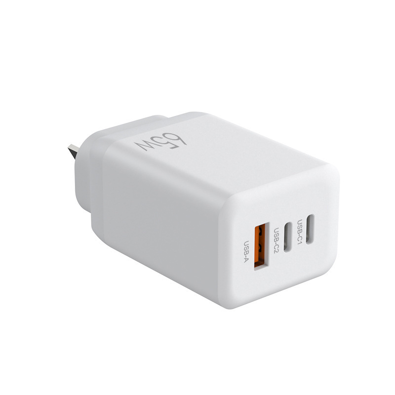 SAA certified PD65W Australian standard charger GaN GaN 2C1A lipstick fast charging AUPLUG charging head