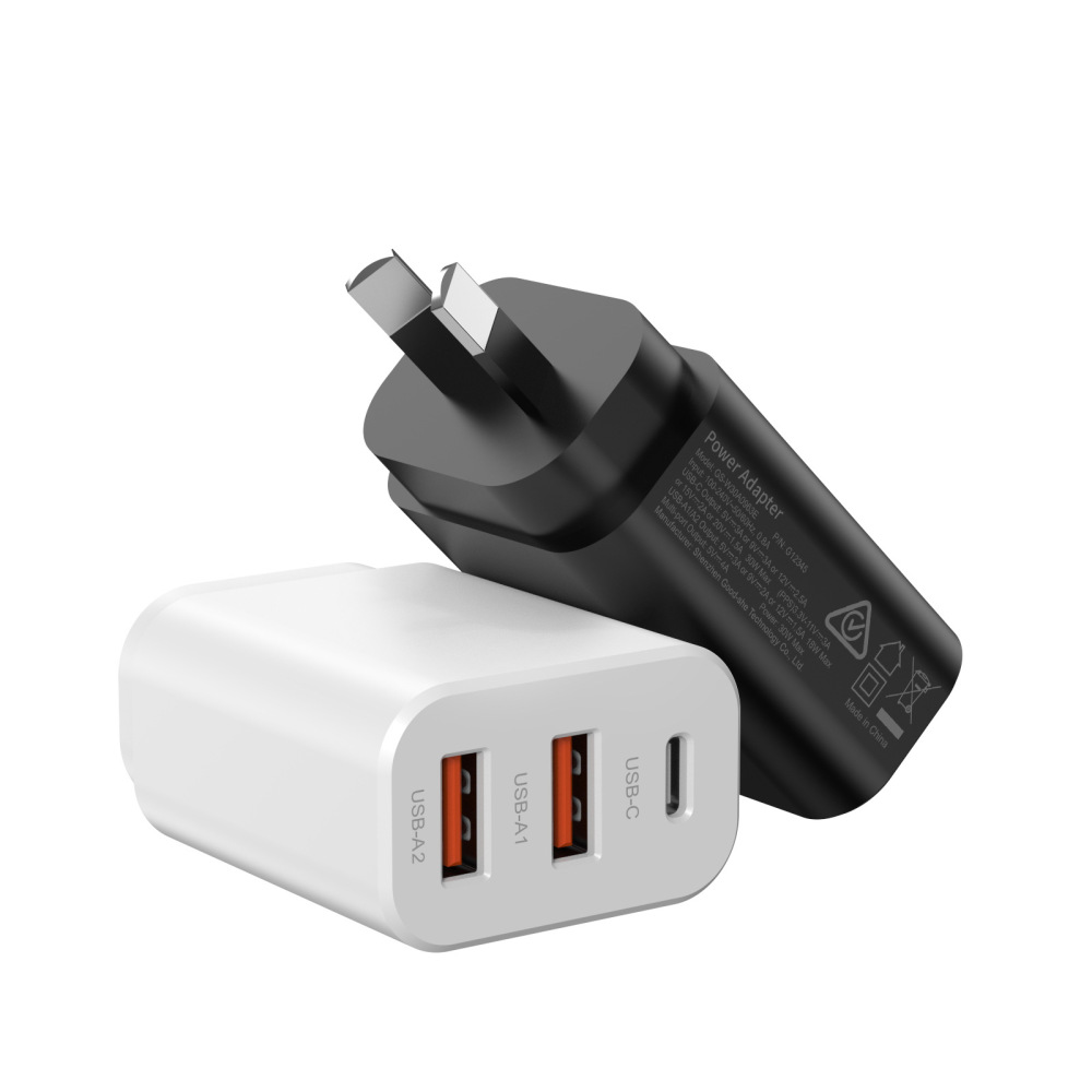 pd30w多口快充充电器澳洲SAA/RCM认证充电头AU Plug 2C1A Charger