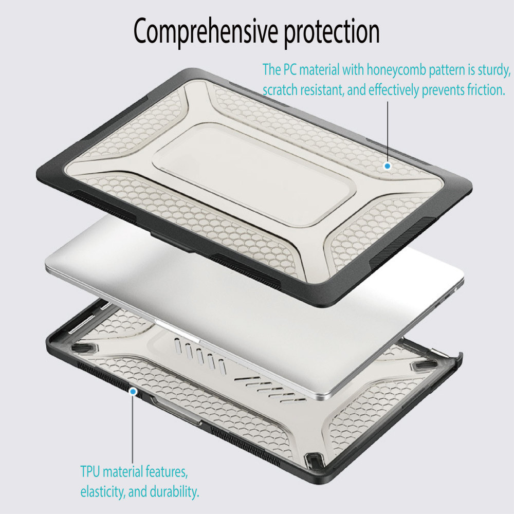 macbookair15.3/13.6 protective case Apple pro laptop protective case anti-collision heat dissipation cross-border