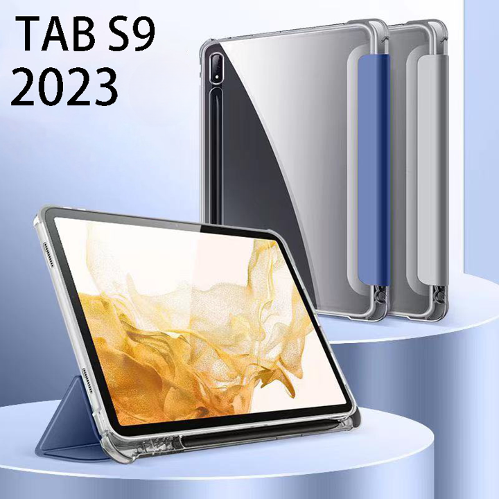 Suitable for Samsung S9/S9+ protective cover S7/S8 tablet transparent leather case s9ultra soft shell tpu tri-fold soft shell