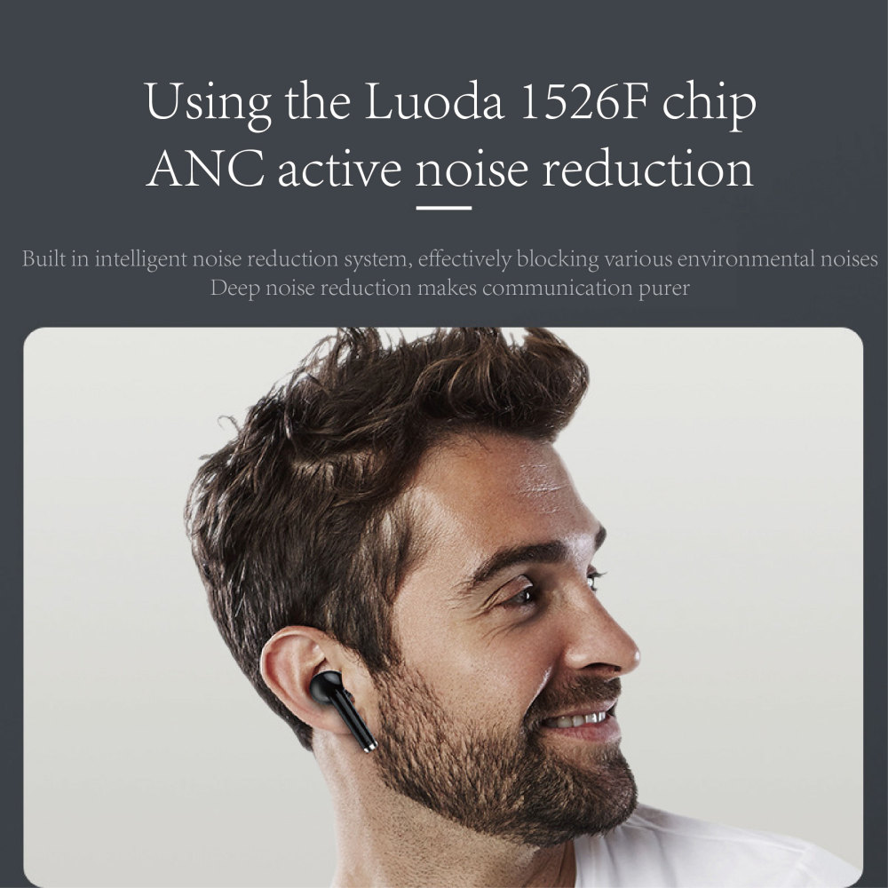 Cross-border Airoda ANC active noise reduction Bluetooth 5.2 earphones Digital display IPX6 waterproof factory private model wireless earphones