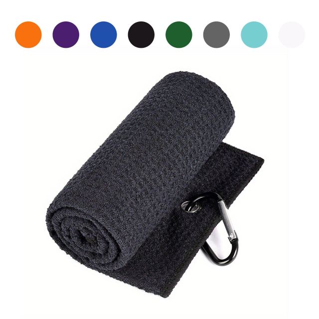 Golf Towel Waffle Pattern Cotton With Carabiner Cleaning Towels Microfiber Hook Cleans Clubs Balls Hands