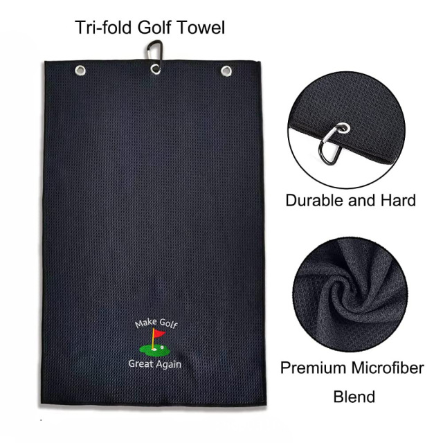 Golf Towel Waffle Pattern Cotton With Carabiner Cleaning Towels Microfiber Hook Cleans Clubs Balls Hands