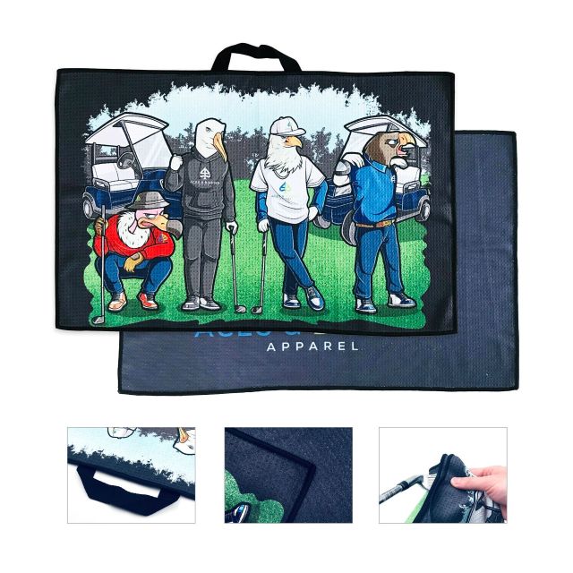 Golf Towel Waffle Pattern Cotton With Carabiner Cleaning Towels Microfiber Hook Cleans Clubs Balls Hands