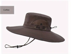 Men's Foldable Casual White Denim Bucket Hat With Hood Rope For Outdoor Mountaineering Fishing